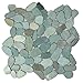 CNKTile Sliced Sea Green Pebble Tile - 1 sq.ft. Mesh Mounted - Natural Stone Mosaic for Bathroom Floor, Shower Walls, Backsplash & Patio - Slip-Resistant, Easy Install, Indoor/Outdoor Use