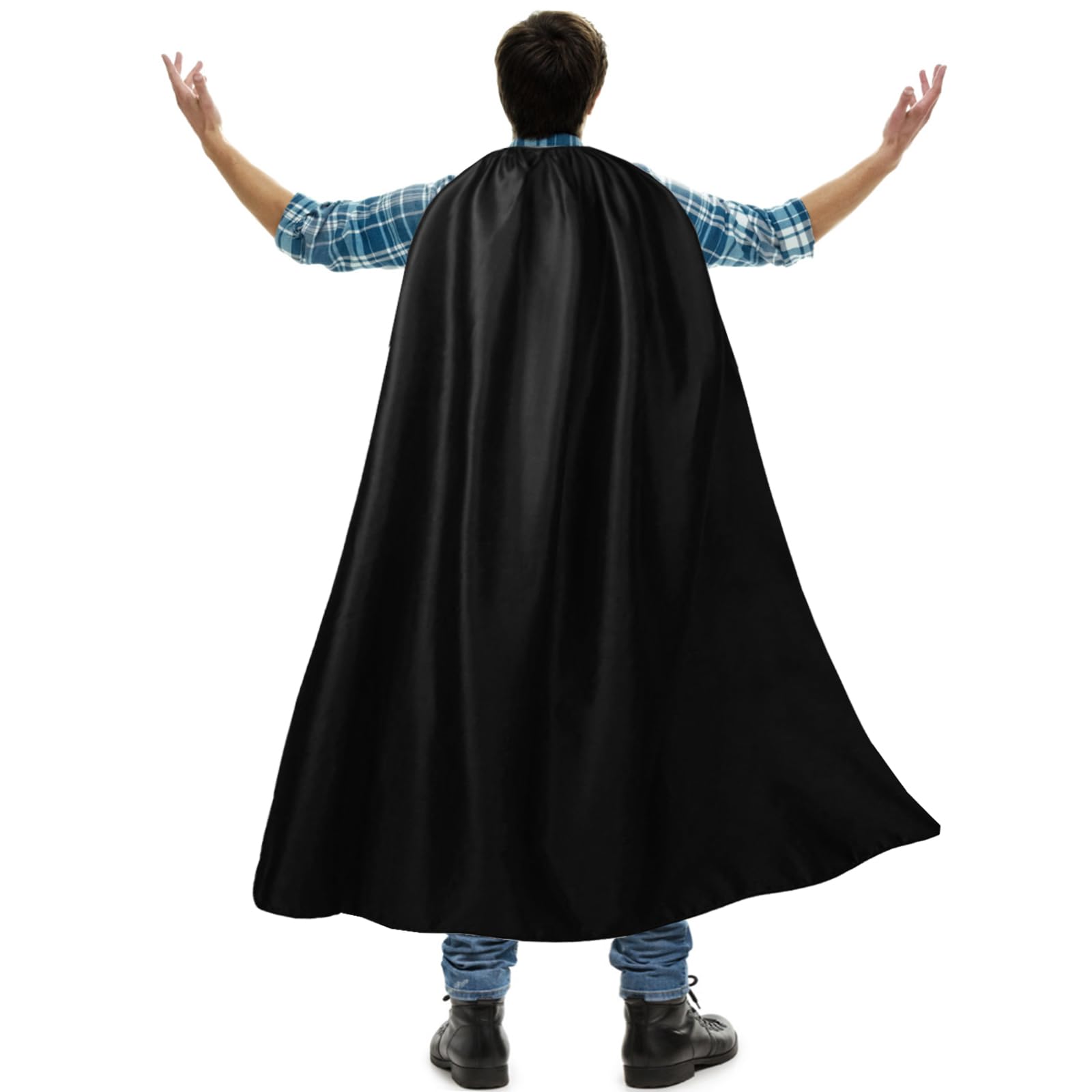 VAAT Adult Superhero Capes and Masks-Halloween Vampire Capes Party Dress Up Superhero Costumes Cosplay Costumes(black-150CM)