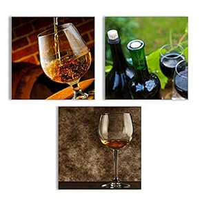 Canvas Wall Art Abstract Wine Cup Pictures Home Wall Decorations for Kitchen Streched and Framed - 12"x12"x3 Panels