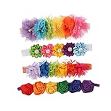 Baby Headbands, Girl's Elastic Flowers Headband for Girl, Children Headdress, Rainbow Pack of 4