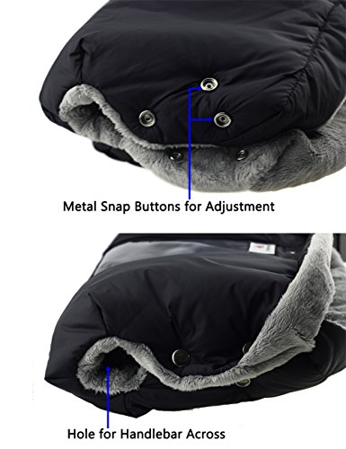 Fleece Stroller Hand Muff, BETITETO Winter Anti-Freeze Gloves for Baby Stroller Jogger Pram Water Resistant Warmer Gift for Parents and Caregivers (Black - Upgrade Version)