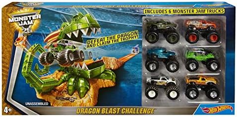 Hot Wheels Monster Jam Truck Play Set, Dragon Blast Challenge 6 Trucks