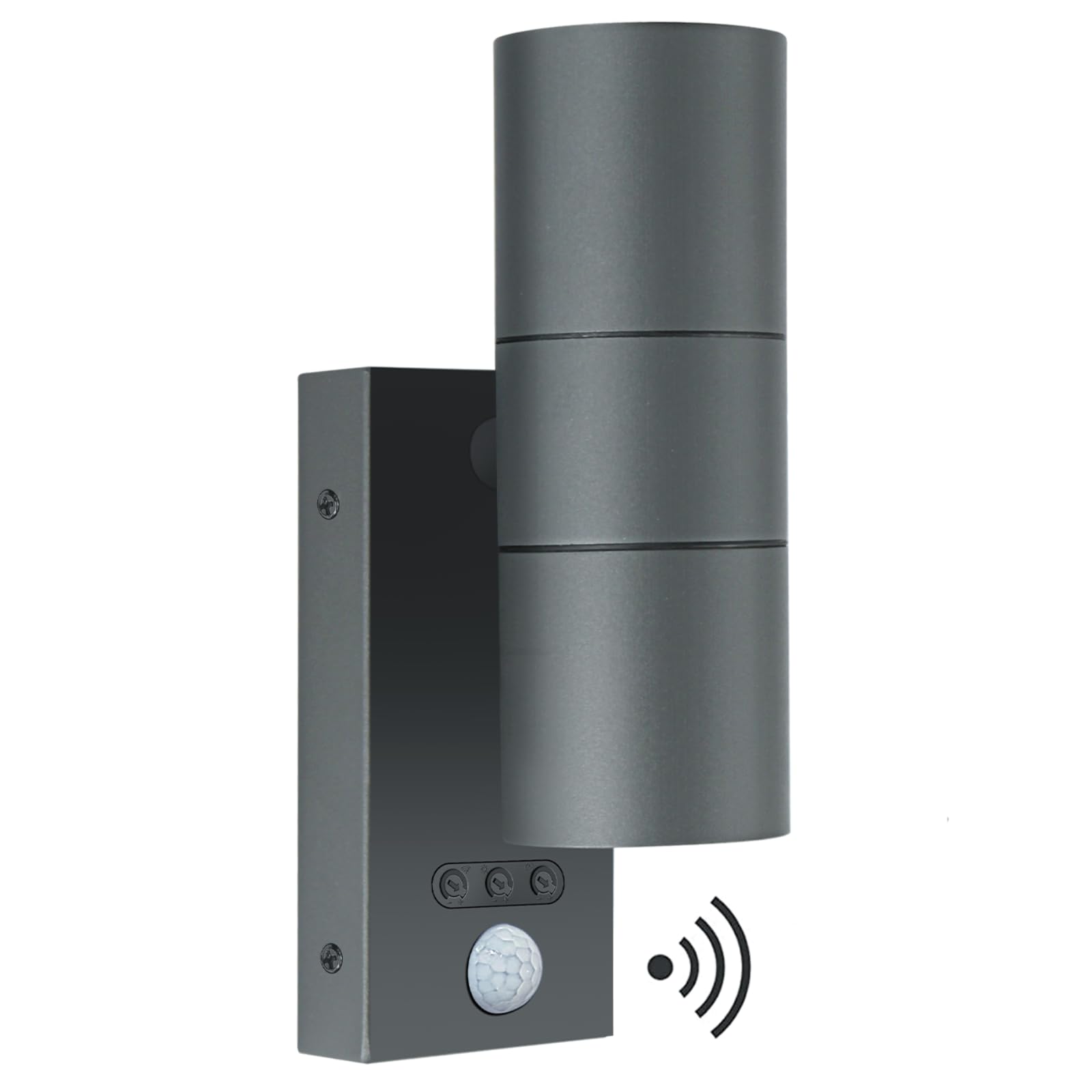 Kerry Outside Wall Lights with Sensor, IP65 Waterproof Up Down Outdoor Lighting, External Pir Wall Mount Security Light, Anthracite Grey Stainless Steel Exterior Light Mains Powered (Bulb Excl.) โ image 1