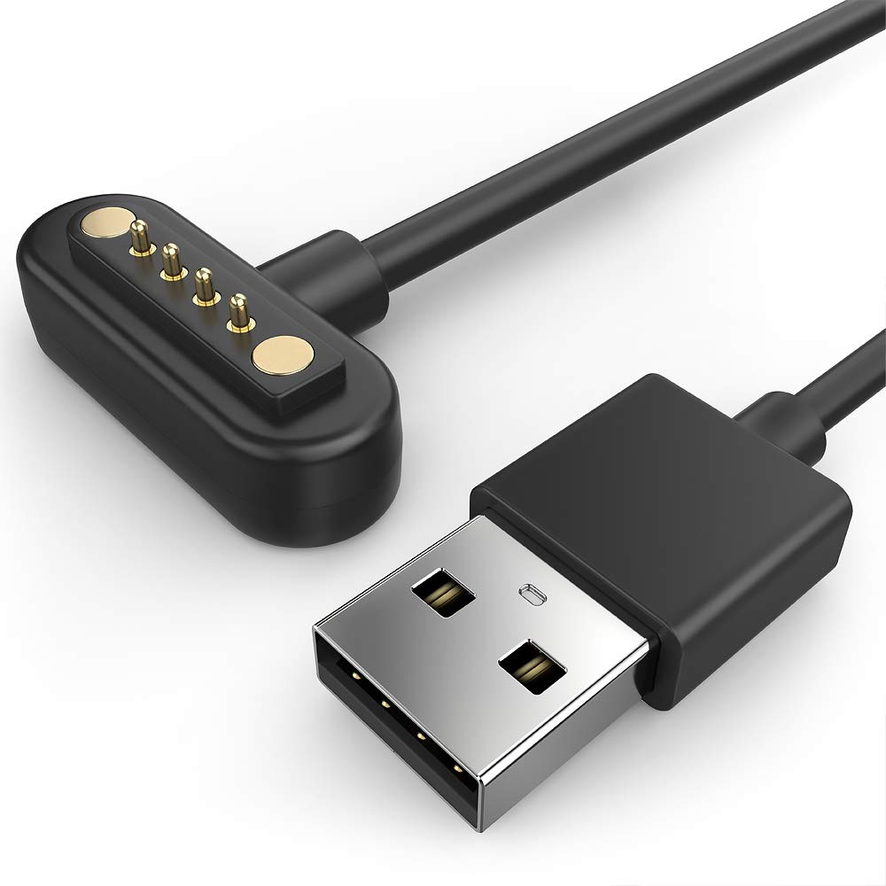 TUSITA Charger Compatible with Bose Frames Alto S/M M/L, Rondo, Soprano, Tenor - 3.3ft Black USB Type A Male-to-Male 4 Pin Magnetic T-Head Audio Sunglasses Charging Cable