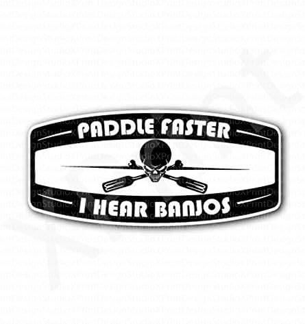 Paddle Faster I Hear Banjos Skull Inside Canoe Kayak Sticker