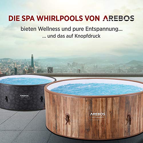 Arebos aufblasbarer Whirlpool | extra dünn | In- & Outdoor | 7 Personen | ⌀ 180 cm | Drop-Stitch-Technologie | 130… – Bild 6
