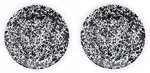 Crow Canyon - Set of 2 10 Inch Enamelware Dinner Plates (Black Marble)