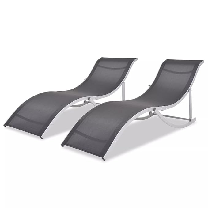 Festnight Gartenliege Sonnenliegen Klappbare Sonnenliege für Garten Terrasse Aluminium und Textilene Gewebe 2 STK