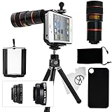 CamKix Camera Lens Kit for iPhone 4 / 4S including 8x Telephoto Lens / Fisheye Lens / 2in1 Macro Lens and Wide Angle Lens / Tripod / Phone Holder / Hard Case / Velvet Bag / Microfiber Cleaning Cloth