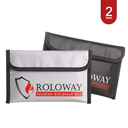 Small Fireproof Bag (5 x 8 inches), Non-itchy Fireproof Money Bag, Fireproof Wallet Bag, Cash Fireproof Bag Set for Valuables - Passport, Currency & Keys (2-Pack)