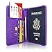 ACdream Passport Holder Cover, Leather Travel Wallet Case, RFID Blocking Document Organizer Protecrtor, with Slots for Credit Cards, Boarding Pass, for Women and Men, Purple