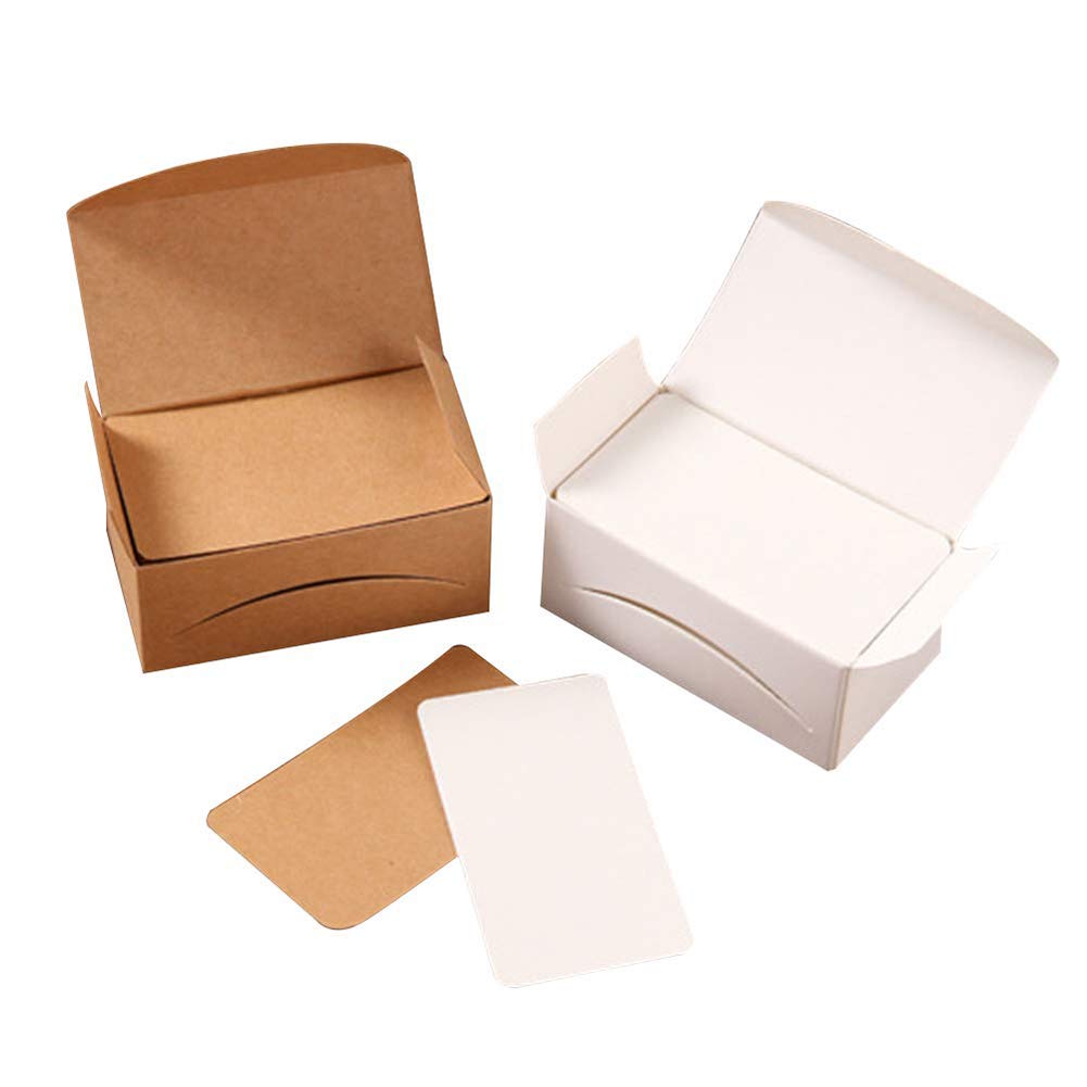 300 PCS Blank Craft Paper Kraft Cards Business Card, for DIY Graffiti Small Notepads Memo Business Cards Christmas Day Valentine's Day DIY Gift Card Brown + White, 8 * 4.5CM