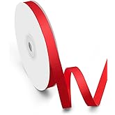 Isaspire 3/8" Width x 50 Yards Satin Fabric Ribbon, Red Ribbon Perfect for DIY Bows, Gift Wrapping, Craft, Flower Bouquet, Christmas and Party Decoration