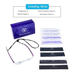 LifeArt 4 Pairs Reading Glasses, Blue Light