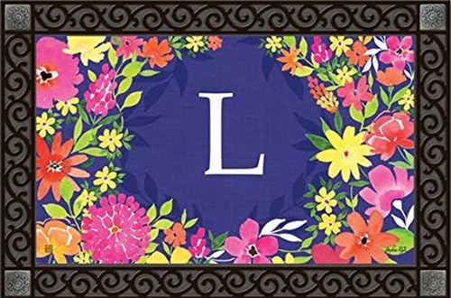 Pretty Petals Monogram L Doormat Indoor/Outdoor Spring Letter L by MatMates