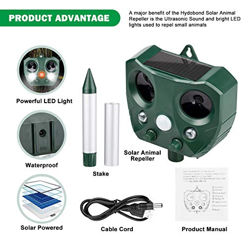 ZOVENCHI Solar Powered Ultrasonic Animal Repeller,Outdoor Waterproof with Motion Activated & LED Lights, Repel unwanted Animal: Cats and Dogs, Squirrels,Raccoons, Foxes, Skunks, Rabbit,etc. - Thumbnail 6
