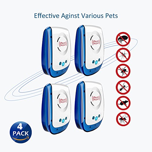 I-pure items Ultrasonic Pest Repellent - Electronic Pest Control Plug In-Pest Repeller for Insect - Mice, Roaches, Bugs, fleas, Mosquitoes, Spiders (4 PACKS)