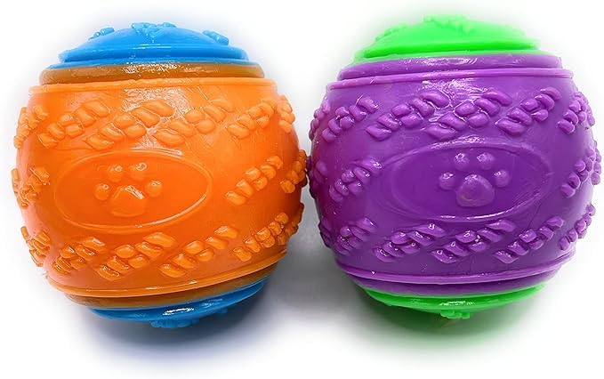 AYR Dog Teeth Cleaning Ball Toy – 2-Pack Squeaky TPR Rubber Chew Balls for Puppies & Dogs, All Breeds