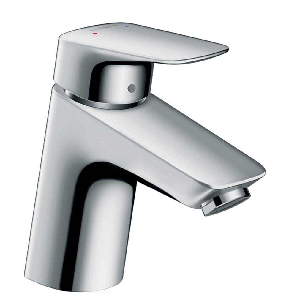 hansgrohe Logis - bathroom tap without waste, bathroom sink tap with spout height 70 mm, basin mixer tap water-saving (EcoSmart), chrome