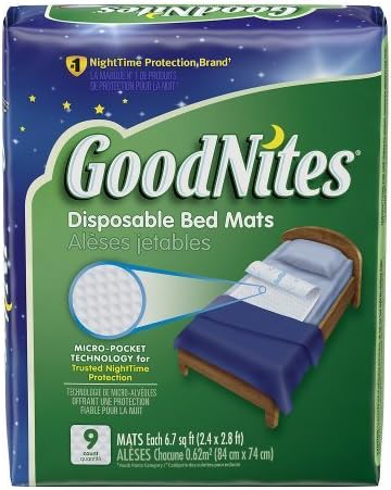 GoodNites Disposable Night Time Bed Mats 6.7 sq ft 9 Count (Pack of 3)