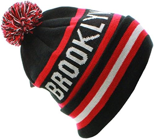 US Citites Brooklyn NY Champions Cuff Beanie Knit Pom Pom Hat Cap