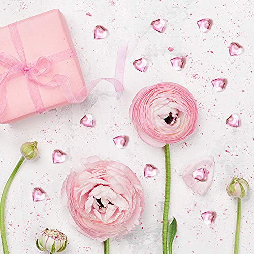 HAKACC Heart-Shaped Acrylic Diamonds, 1000 PCS Pink Wedding Table Crystals Heart Shape Gems Table Decorations for Wedding Day