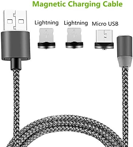 Lightning Charger Micro USB dikesitu 3-in-1 [3.6FT/2.1A] Magnetic Charging Cable with Detachable &amp; Changable Adapters Nylon Braided Wires for Iphone 6s 7 plus 5s Samsung s7 Edge (2 IOS,1 Android)