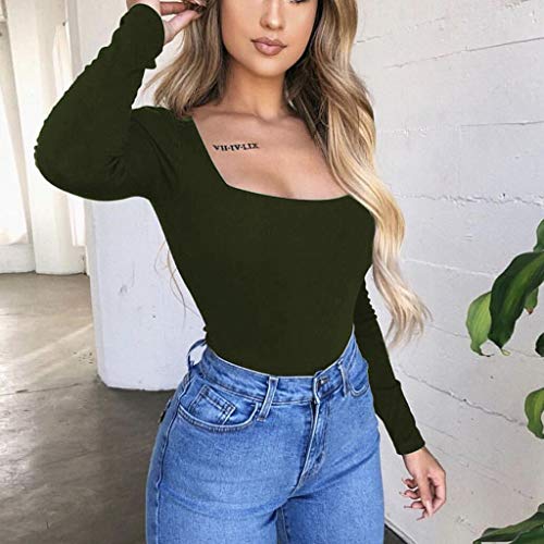 image for HIRIRI Women Dressy Tops Sexy Full Sleeve Long Sleeve Slimming Shirt S