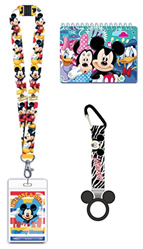 Magical Memories Collection Disney Autograph Book, Lanyard, and Bottle Holder Bundle- Mickey Mouse Trip Vacation Cruise Accessory for ID and Pin Trading (Mickey Mouse)