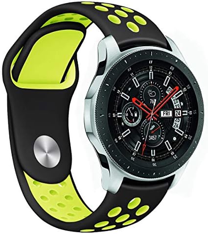 SupersparcleUS Compatible with Samsung Galaxy Watch 46mm Bands,Gear S4 Bands,Gear S3 Frontier/Classic Bands, 22mm Silicone Breathable Replacement Strap for Galaxy Watch 46mm Men Women (Black-Yellow)