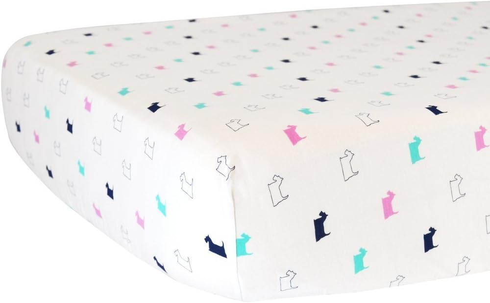 Hello Spud - Girl Scottie Print Fitted Crib Sheet Organic Cotton - Super Soft Jersey