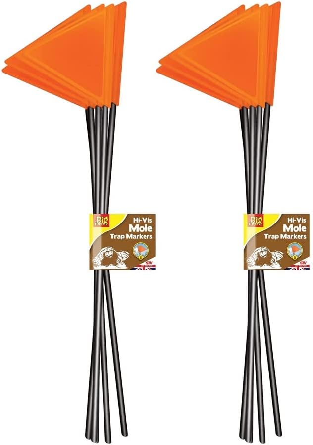 The Big Cheese Hi-Vis Mole Trap Markers 10 Pack Fluorescent Orange Flags