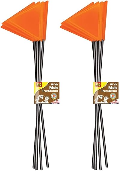 The Big Cheese Hi-Vis Mole Trap Markers 10 Pack Fluorescent Orange Flags