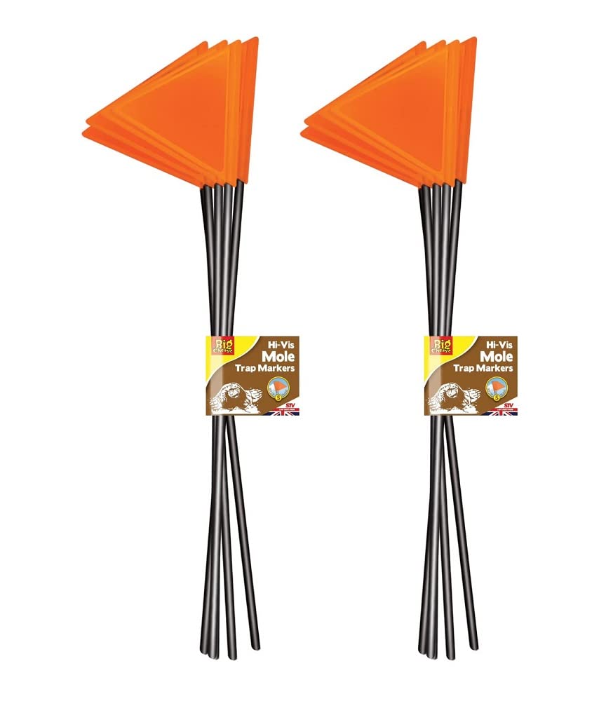 The Big Cheese Hi-Vis Mole Trap Markers 10 Pack – Fluorescent Orange Stainless Steel Flags – UV Resistant & Weatherproof – Locate Mole Traps Easily – Protect Mowers & Garden Equipment