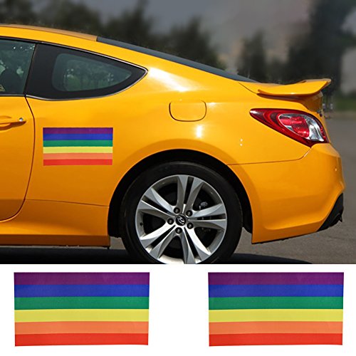 BleuMoo 2Pcs Rainbow Flag Car Bumper Sticker Window Sticker Decal 6.5x11.5 cm