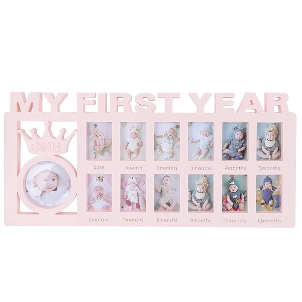 My First Year Baby Photo Frame Baby Picture Frames Album Babies Hand and Footprint Kit Keepsake Frame 1-12 Months Collage Babies Photo Frames Multi Picture Display Kit Gift for New Mums and Dads