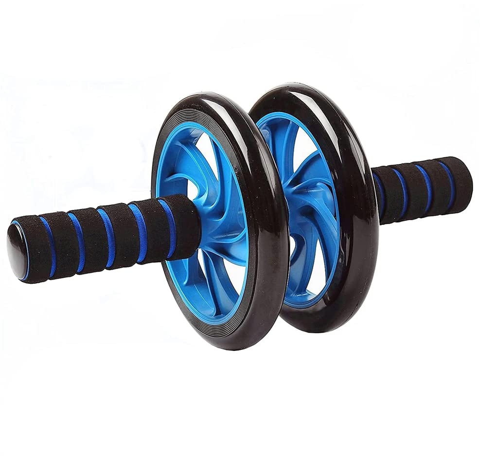 Kemket Abdominal Exercise Roller Wheel - Abs Roller With Extra Thick Knee Pad Mat and Comfort Foam Handles (Blue)