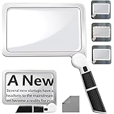 5X Reading Magnifying Glass with Light, Folding Handheld Page Magnifier for Reading Books Large Lighted Magnifying Glasses wi