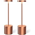 Cordless Table Lamps Rechargeable Set of 2, Portable LED Desk Lamp, 5000mAh Battery Powered Wireless Table Light - 3 Color Dimmable Lighting for Restaurant Dining Patio Outdoor Bedroom(Rose Gold)