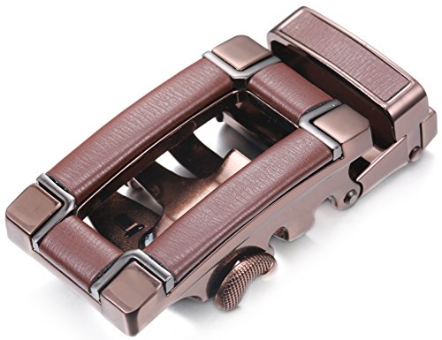 Marino Ratchet Click Belts for Men - Mens Comfort Genuine Leather Dress Belt - with Automatic Buckle, Enclosed in an Elegant Gift Box - Brown - Adjustable from 38" to 54" Waist