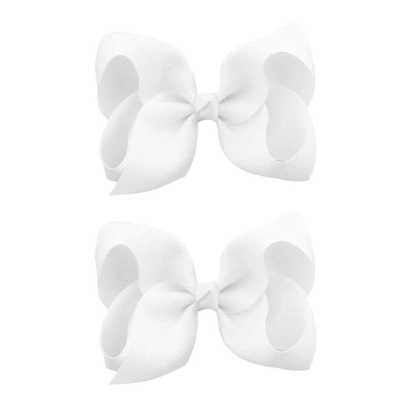 Photo 1 of 2 PCS 6inchs Hair Bows for Girls Grosgrain Ribbon Hair Bow Alligator Clips Hair Accessories for Baby Girls Toddlers(White)