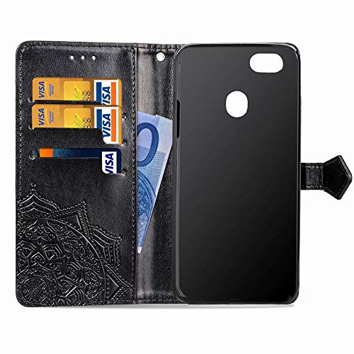 SATURCASE Case for Oppo F7, Mandala Embossing PU Leather Flip