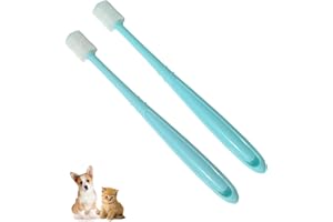 JGocot Dog Toothbrush 2 Pack, Cat Toothbrush 360 Degree [Soft Silicone Bristle] [360o Full Bristles Surround Brush Head] Dent
