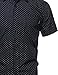 Small Diamond Dot Patterned Button Down Short Sleeves Shirt Navy Size L