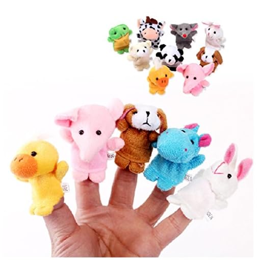 UNKE 10 Pcs Finger Puppet Set -Animal Finger Puppets Toy Children's Learn Play Story