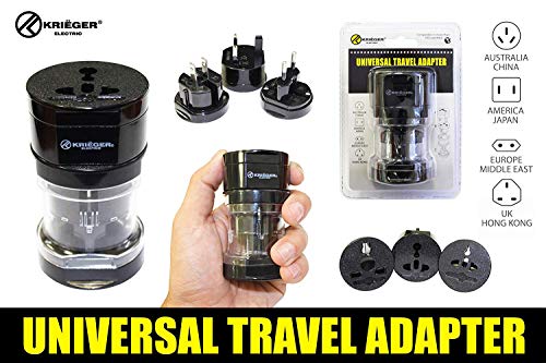 KRIGER Small Size Worldwide International Travel Plug Adapter Kit- 150+ Countries