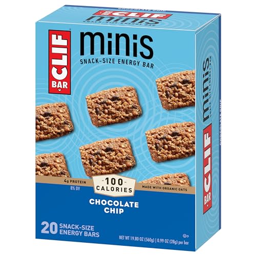 CLIF BAR MINIS – CHOCOLATE CHIP – MADE WITH ORGANIC OATS – 4G PROTEIN – NON-GMO – PLANT BASED – SNACK-SIZE ENERGY BARS – 0.99 OZ. (20 PACK)
