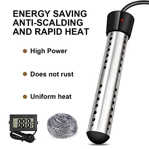 LIVEBAY Immersion Water Heater, Quick 1500W Submersible Water Heater, Temp Indicator