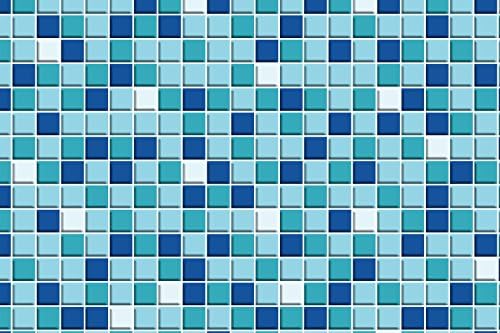 VandA Shop Peel and Stick Tile Backsplash for Kitchen and Bathroom Vinyl Wall Tile - Blue Mosaic Design- (38” x 16”)