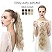 SARLA Ponytail Hair Extension Curly Wavy Synthetic Fake Wrap Around Pony Tail Long Hairpiece 22 Inch for White Women Heat Resistant Fiber Beach Blonde